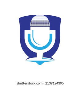 Music records logo design. microphone icon symbol design.