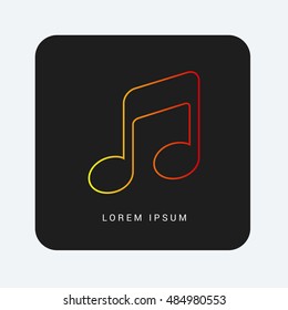 Music Red & Orange gradient attractive line thin icon / logo design