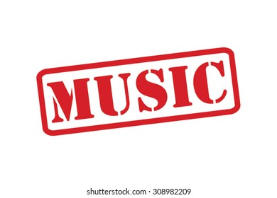 MUSIC red Rubber Stamp over a white background.