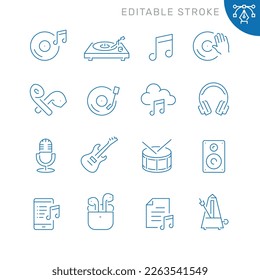 Music related icons. Editable stroke. Thin vector icon set