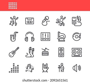 Music Related line icons set. 48x48 px