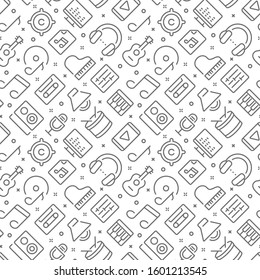 Music related seamless pattern with outline icons