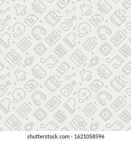 Music related seamless pattern with outline icons