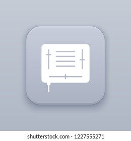 Music remote control, gray vector button with white icon on gray background