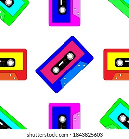 Musikretro-Kassetten, nahtloses Muster, Vektorgrafik