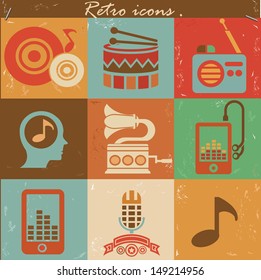 Music retro icons,vector