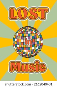 Music Retro Poster With Disco Ball