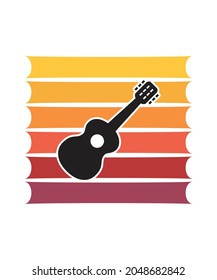 Music Retro Sunset Design template. Vector design template for logo, badges, t-shirt, POD and book cover. Isolated white background.