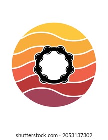 Music Retro Sunset Design template. Vector design template for logo, badges, t-shirt, POD and book cover. Isolated white background.