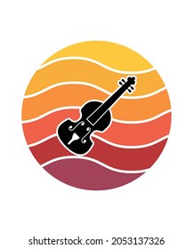 Music Retro Sunset Design template. Vector design template for logo, badges, t-shirt, POD and book cover. Isolated white background.