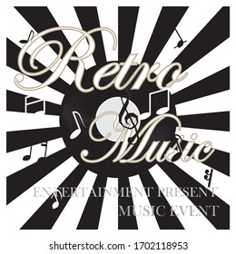 Music retro vintage poster, design for background, vector illustration