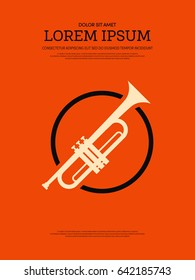 Music retro vintage style. Graphic element template can be used for poster, background,  printing, backdrop, vector illustration