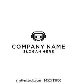 music robot logo design vector illustration template