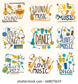 Music and Rock decorative creative composition in vector