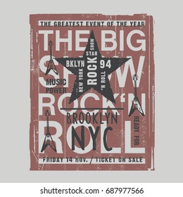 Music rock festival typography, tee shirt graphics, vectors