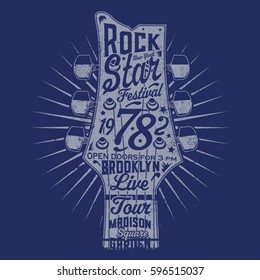 Music rock guitar typography, tee shirt graphics, vectors