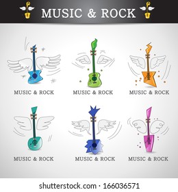 Music And Rock Icons Set - Isolated On Gray Background - Vector Illustration, Graphic Design Editable For Your Design. 
