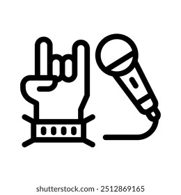 music rock line icon illustration vector graphic. Simple element illustration vector graphic, suitable for app, websites, and presentations isolated on white background