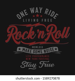 Music rock typography, tee shirt graphics, vectors