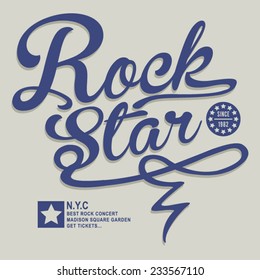 Music rock typography, t-shirt graphics, vectors