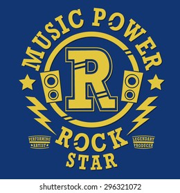 Music rock typography, t-shirt graphics, vectors
