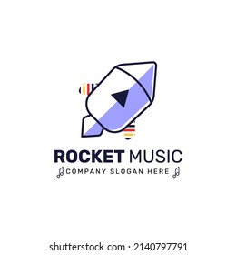 Music rocket logo illustration Premium Vector
