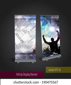 Music roll up banner display template for designers. vector eps 10