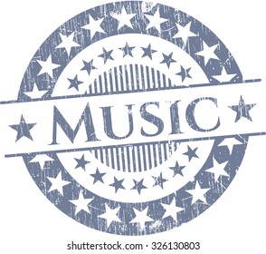 Music rubber grunge stamp
