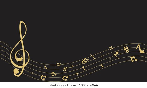 music scale logo design with gold concept. music note sign or symbol. musical scale icon. illustration element vector