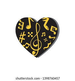 music scale logo design with gold concept. music note sign or symbol. musical scale icon. illustration element vector