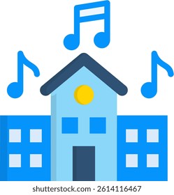 Music School Icon Flat Vector Illustration