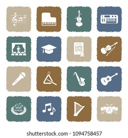Music School Icons. Grunge Color Flat Design. Vector Illustration. 