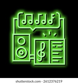 music school lesson neon light sign vector. music school lesson illustration