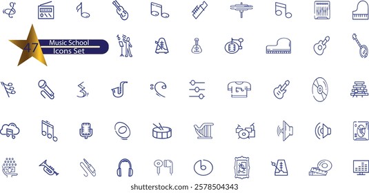 Music School Line Editable Icons set. 