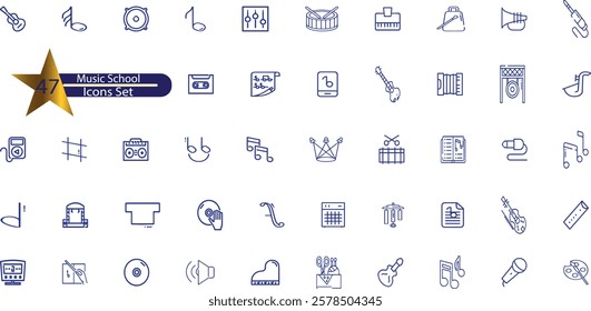 Music School Line Editable Icons set. 