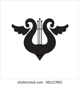 Music school logo. Lyre or cither icon.