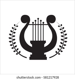 Music school logo. Lyre or cither icon.