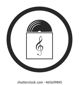 Music school subject vinyl sign simple icon on background