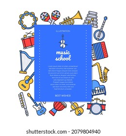 Music school - vector flat design style banner