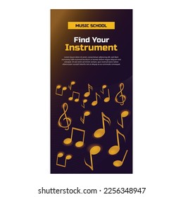 Music school vertical banner background