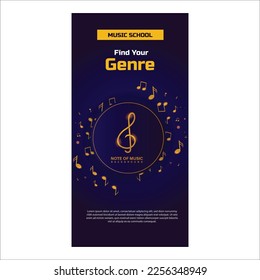 Music school vertical banner concept