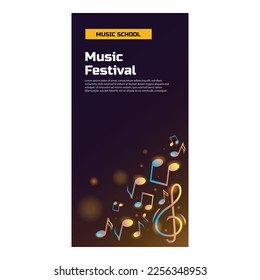 Music school vertical banner vector