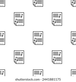 Patrón sin fisuras del icono de la partitura de la música, icono del papel del manuscrito, icono del papel del personal