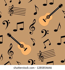 music seamless background vector  with guitars and note vector illustration, music signs