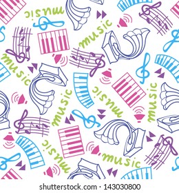 Music seamless colored pattern