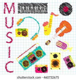  Music Seamless ,Doodles Illustration