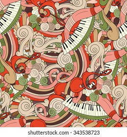 Music seamless pattern background. Hand draw illustration