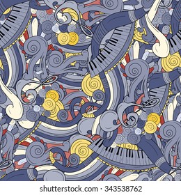 Music seamless pattern background. Hand draw illustration