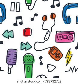 Music seamless pattern doodle illustration series
