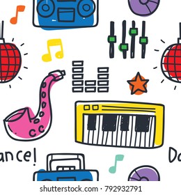 Music seamless pattern doodle illustration series